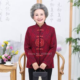 2020 Chinees Nieuwjaar Traditioneel Tang Pak voor Vrouwen Dame Volledige Mouw Bloemen Elegante Jas Lente Festival Vintage Tops290T