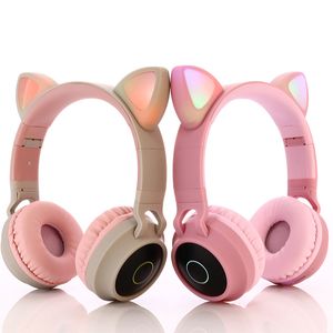 2020 Cadeau de Noël Oreille de chat Casque d'écoute sans fil Glowing Bt 5.0 Casque pour filles Oreille de chat Casque avec microphone Son HiFi