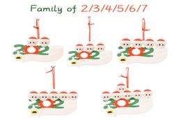 2020 Christmas Quarantine Ornaments Noël Personnalisé DIY Gift Survivor Family of 27 avec Face Masks Dasizer Tree Tree Pendant De2439998