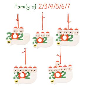 2020 Christmas Quarantine Ornaments Noël Personnalisé DIY Gift Survivor Family of 27 avec Face Masks Dasizer Tree Tree Pendant De2975989