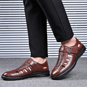 2020 classique hommes sandales de haute qualité en cuir véritable sandales hommes en plein air chaussures décontractées respirant pêcheur chaussures grande taille