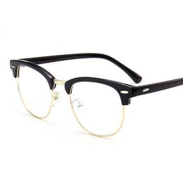 2020 Classic Rivet Half-Frames Eyeglasse Vintage rétro Optica Glasse-yeux Fames hommes Femmes Clair Spectacle Cadre des lunettes OCULOS DE254U