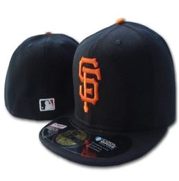 2020 Classic SF Giants on Field Flat Visor Fited Hats Orange Color SF Letter Borduurde honkbal Volledige gesloten caps in maat 7Size8751928