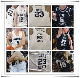 2020 Collège Basketball Utah State Aggies Jerseys Sam Merrill Alphonso Anderson Abel Porter Neemias Queta Diogo Brito Bean Men 4xl