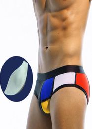 2020 Contrast Kleur Man Badpakken Push Up Pouch Pad Sexy Mannen Badmode Sunga Heren Zwemslips Zwempak Surf badpakken Wear3137405