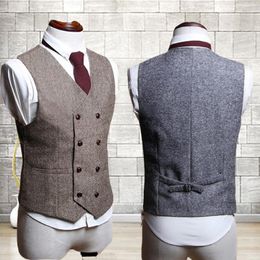 2020 Country Wedding Groom Vestes Wool Herringbone Tweed Gitests Groomsmen Vest Mens Mens Vest Prom Blazers Waistco plus taille 270y
