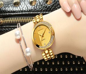 2020 Crrju New Fashion Women039s Montres de poignet avec Diamond Golden Watch Band Top Brand Luxury Ladies Bijoux Bracelet Clock FEM5085138