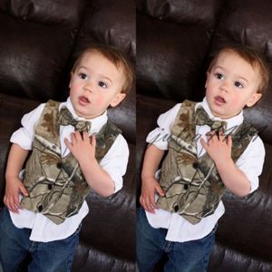 2020 Custom Camo Boy's formele slijtage camouflage real tree satijnvest goedkope verkoop alleen vest voor bruiloft kinderen jongen formele slijtage 291n