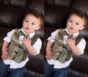 2020 personnalisé Camo Boy039s vêtements de cérémonie Camouflage véritable arbre Satin gilet pas cher seulement gilet pour mariage enfants garçon formel Wear8174701