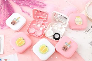 2020 Cute Girl Fruit Contact Lens Case Box With Mirror Women Mini Square Lovely Eyes Contact Lens Container Box Bag Travel Kit
