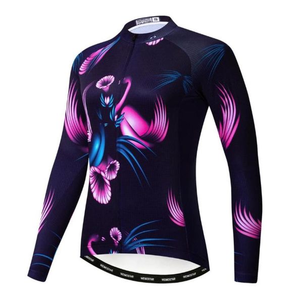 2020 Maillot de cyclisme à manches longues femmes Maillot de vélo route VTT chemises de vélo Maillot de montagne Blouse de course femme automne violet rose4748059