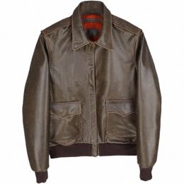 2020 Brown Retro Men USAF Pilot Jacket Plus taille xxxxl Vowne Cowhide Spring Military Aviator Leather Coat 23rl #