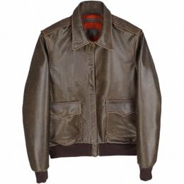 2020 Donkerbruin Retro Mannen USAF Piloot Jas Plus Size XXXXL Echt Koeienhuid Lente Militaire Aviator Leren Jas 23RL #