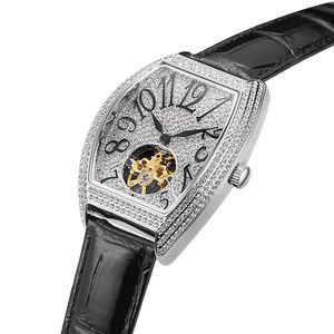 2020 Davena Automatische Mechanische vrouwen Volledige Diamond Armband Horloge Vrouwelijke Holle Klok Waterdichte Lederen Tafel Dame
