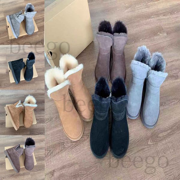 femmes hommes pour bottes chaussures botte cheville moelleux ouais Australie Designer australien femmes fourrure classique neige hiver chaud chaussons à fourrure Mode classique gris noir