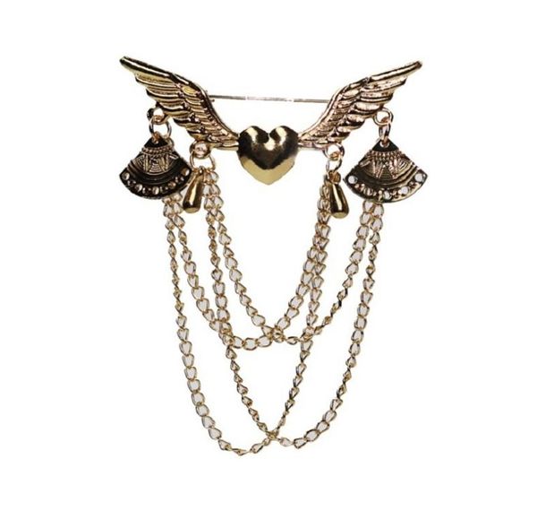 2020 broche de diseño Love Wings broche con joyería de borla retro cadena de múltiples capas collar pin botón conjunto accesorios de ropa jewe4321770