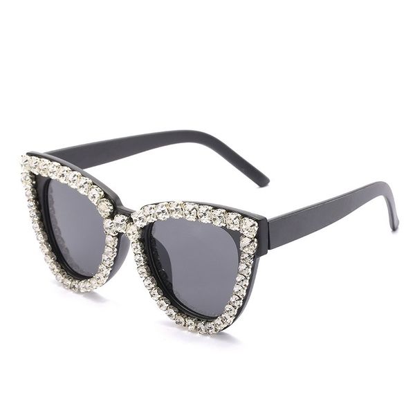Gafas de sol de gato Vintage con diamantes para mujer, gafas de sol de cristal de marca de lujo, gafas con montura de piedras preciosas ostentosas UV400, venta al por mayor