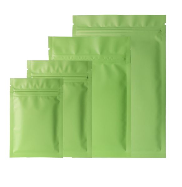 Pochettes plates thermoscellables, 2020 différentes tailles, 100 pièces, encoche à déchirer, sac en plastique à fermeture éclair en aluminium vert mat