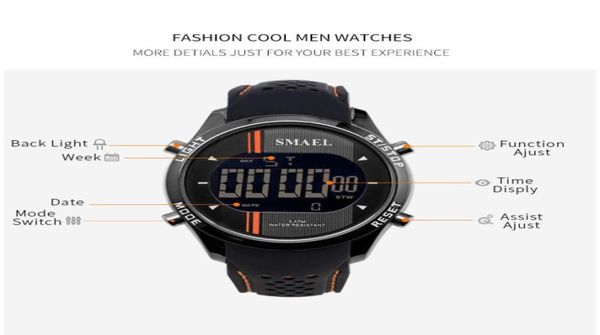 2020 Montre-bracelets numériques Silicone Smael Watch Men Sports Sports Smart Smart Watch Running Fashion Cool Electronic Watches Man 18620122