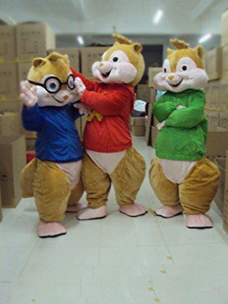 2020 Discount vente d'usine Alvin et le costume de mascotte Chipmunks Chipmunks Cospaly personnage de dessin animé adulte costume de fête d'Halloween Carniva