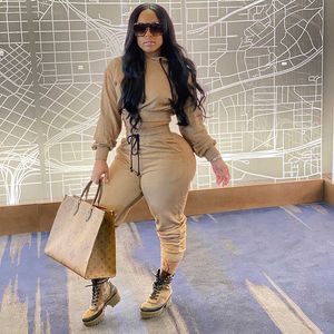 2020 DrawString Color Colon Capier Tracksuit Femmes Casual Offits Twards Two Piece Set Pantal