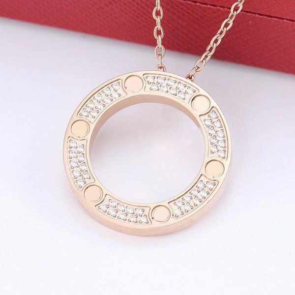 2022SS collier pendentif double cercle beaux bijoux collier pendentif chaîne en acier inoxydable