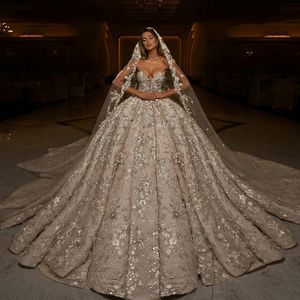 2020 Dubai Luxe Trouwjurken Plus Size Kapel Trein Sweetheart vestido de novia Geappliceerd Bruids Bruidsjurken Custom Made