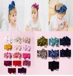 2020 Elastische haarbanden Kids Meisjes Turban Hoofddeksels Gouden Fluwelen Grote Stropdas Hoofdband Leuke Haarband Headwrap DC951