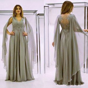 2020 Vestidos elegantes para la madre de la novia Árabe Dubái Hasta el suelo Gasa Forma Vestidos de fiesta Caftán Novio Mamá Boda africana Invitado Vestido