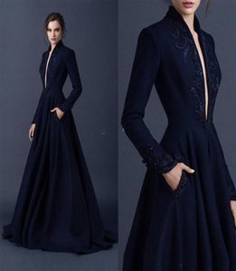 2020 Robes élégantes Satin Aline Broderie Paolo Sebastian Robes Party Forme Pâtion de bal de bal Pluging V Neck Evening Dre6164118