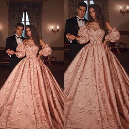 2020 Moderne Prom Dresses Lace Sweetheart Off The Shoulder Town Jurk Rosy Satin Vestidos formes de Noche