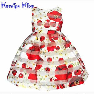 2020 Style européen Summer Girl Robe sans manches Floral Big Enfant Robe pour enfants Robes pour filles Robe de mariée 2-14Y ZK0701 Q0716