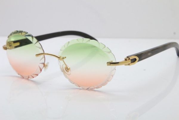 2020 Gafas de sol de cuerno de búfalo ópticas enteras directas de fábrica 8200761 Gafas de sol talladas Flor negra original Cuerno de búfalo Oval Gl5813797