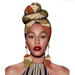 2020 Mode Afrikaanse Headwraps + Earings 2 Stuk Sets voor Dames Bazin Riche Afrikaanse Hoofd Sjaal Puur katoen