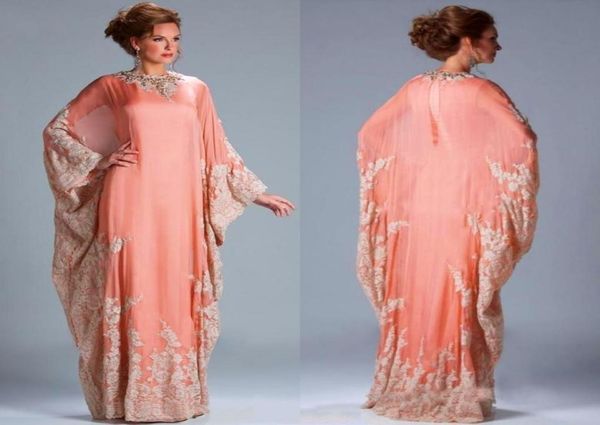 2020 Vestidos de noche de moda Gasa Kaftan Dubai Vestido árabe Mangas largas de encaje Vestidos musulmanes para madre de la novia Plus Siz8720839