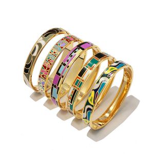 2020 mode-sieraden vergulde roestvrij staal kleurrijke olie armband armband voor vrouwen beste cadeau Q0720