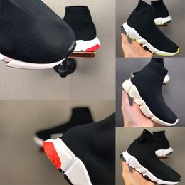 2024 Fashion Kids Sock Shoes Boots Children Athletic Shoe Casual Flats Speed Trainer Sneaker Boy Girl High Top Outdoor Running Black Wit EUR 24-35