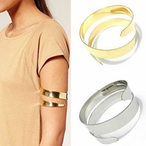 2020 Mode Nieuwste Bovenarm Armband Bangle Manchet Simple Goud Verzilverd ijzerdraad Verstelbaar voor vrouwen Q0719