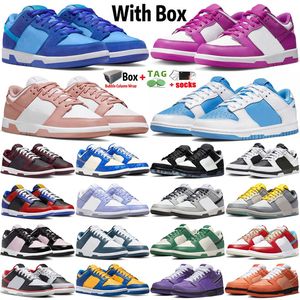 2023 Met Doos factory_footwear Designer Lage Loopschoenen Heren Dames Active Fuchsia Blue Raspberry Rose Whisper Reverse UNC Vintage Navy Heren Trainers Sport Sneakers