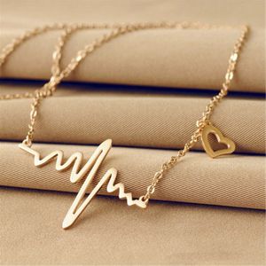 2020 mode populaire elektrocardiogram hanger ketting vrouwen liefde vorm ketting hanger sieraden accessoires