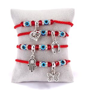 2020 Fashion Red String Blue Turkish Evil Eye Bead Bracelet File Hamsa Horseshoe Heart Butterfly Charmes Braid Jewelry8642489