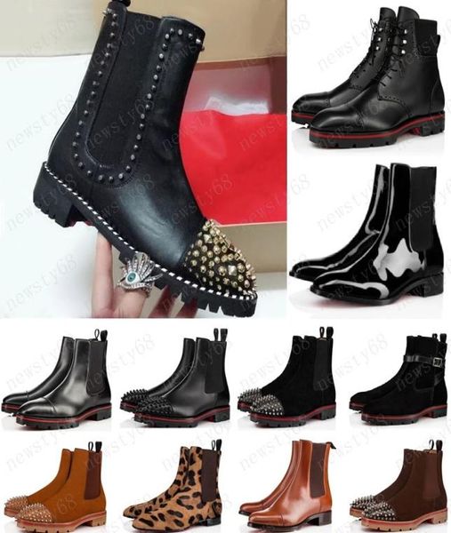 2020 Fashion Style Red S Sneaker Men Boot Pikes Suede en cuir en cuir Red Men Super Perfect Melon Motorcycle Boot pour hommes9815294