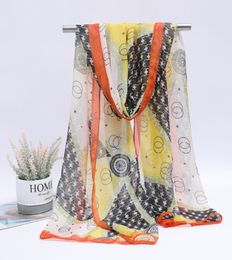 2020 Mode Vrouwen Chiffon Sjaals Elegante geometrie gedrukt ontwerp sjaal Grote Cachecol Sjaals Sjaals 16050 cm Hele DHL 8251448