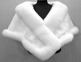 2020 Faux bont bruids wraps en sjaals goedkope warme winter bruiloft jassen vossen faux bont jas vrouwen stal bolero wit zwart bordeaux6854704