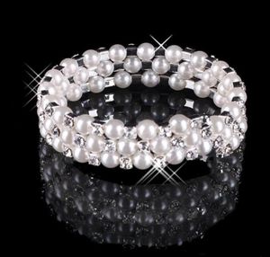 2020 Faux Perle Cristal Bracelet Bijoux De Mariée Accessoires De Mariage Dame Bal Soirée Bijoux Bracelets De Mariée Femmes 6581013