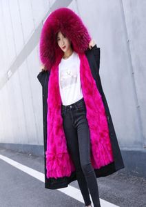 2020 Femme Détachable Real Fur Parkas Femmes Rex Fur Din Ratcoon Collar Coat2917533