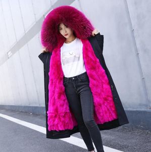 2020 Vrouwelijke afneembare real fur Parkas Women Rex Fur Liner Raccoon Collar Coat4652520