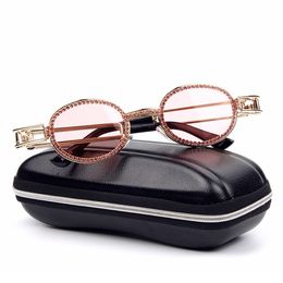 Vrouwelijke steentjes zonnebril handgemaakte luxe kleine steampunk eyewear vintage club partij zonnebril UV400 geen case groothandel