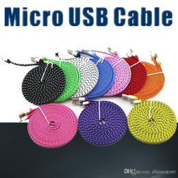2020 Flat Noodle Braid Micro/type c Cable USB 3M 10FT para Samsung Galaxy S9plus s8 Note8 Universal para Android extender cable más largo 3M