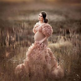 2020 robes de maternité de mariée à volants floraux sexy fente manches bouffantes élastique sur mesure femmes robes de soirée sirène, plus la taille 325Q